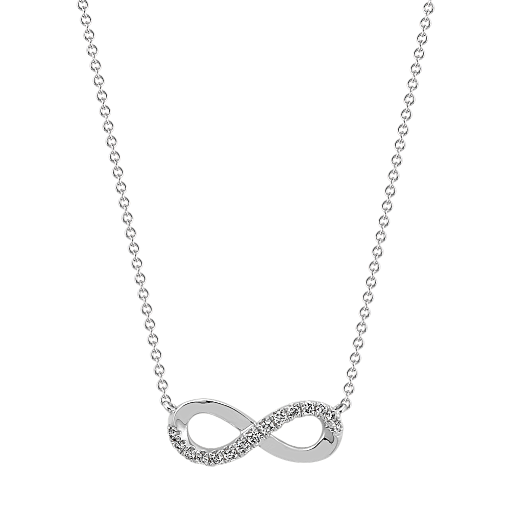 Infinity Diamond Necklace in 14k White Gold (18 in)