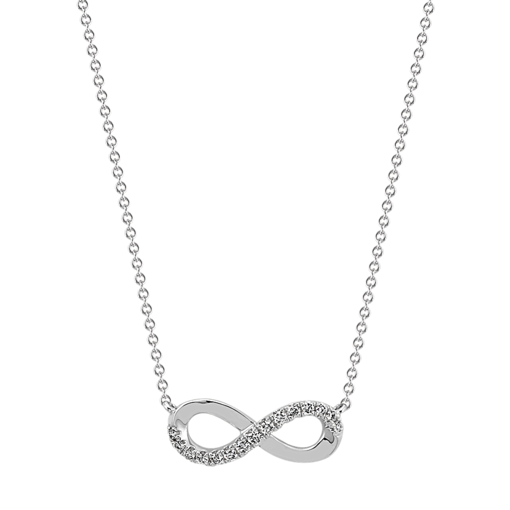 Infinity Diamond Necklace in 14k White Gold (18'')
