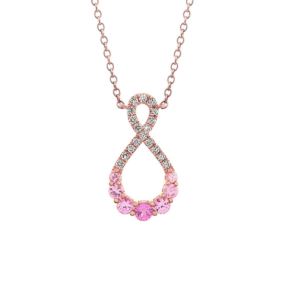 Infinity Diamond and Pink Sapphire Pendant (18 in) | Shane Co.