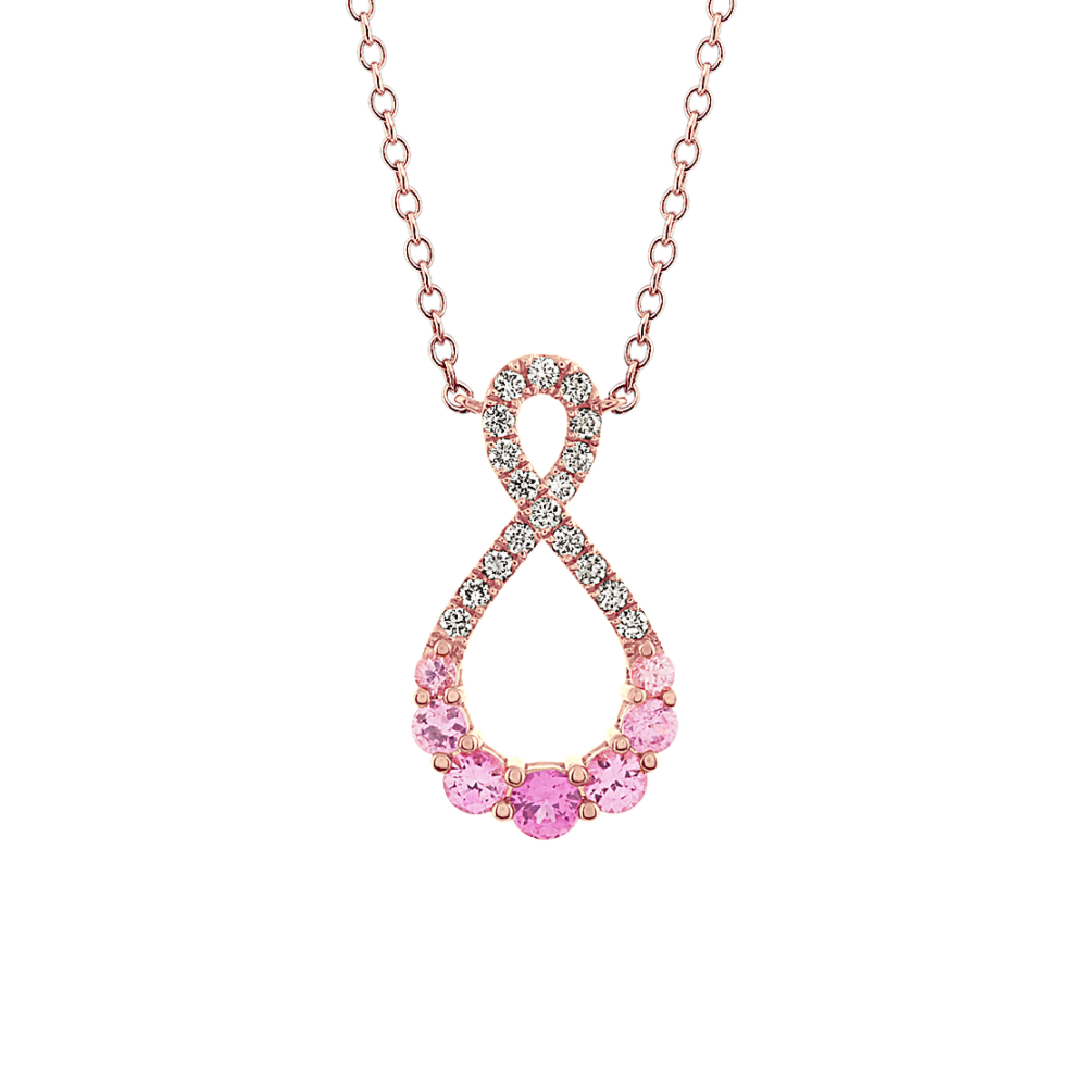 Infinity Natural Diamond and Pink Natural Sapphire Pendant (18 in)