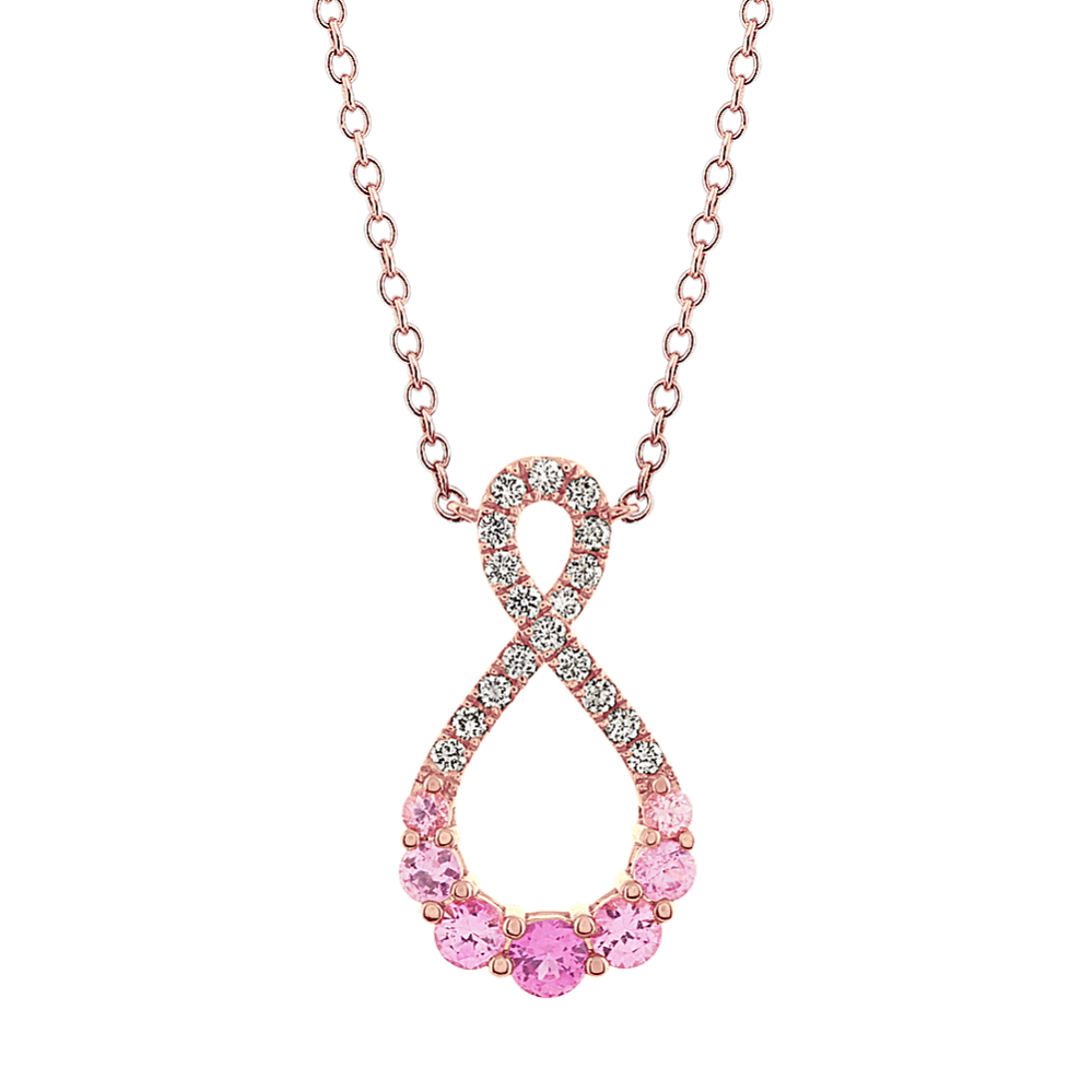 Infinity Diamond and Pink Sapphire Pendant (18 in)