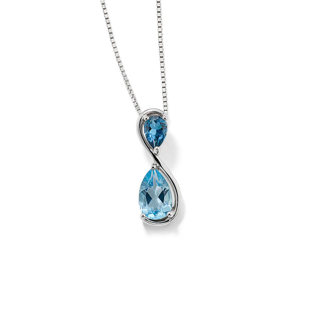 Henrietta Infinity Blue Topaz Pendant in Sterling Silver (20 in)