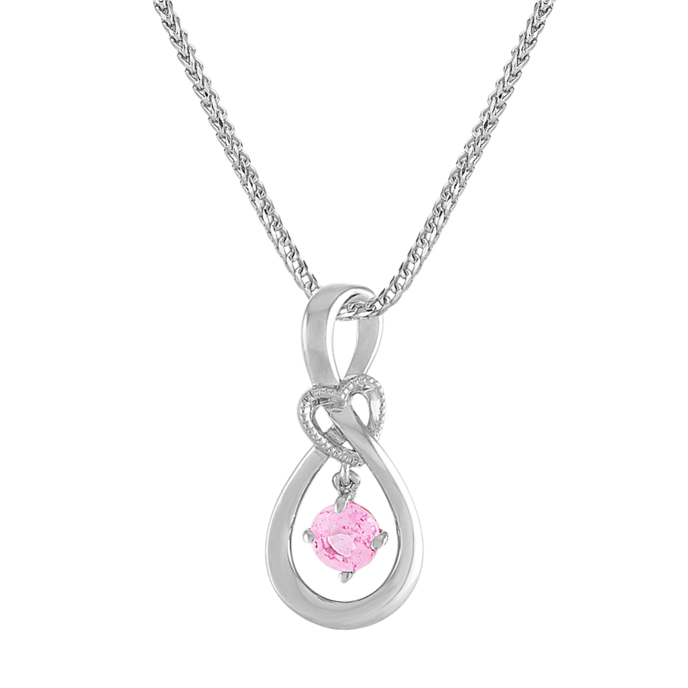 Infinity Pink Sapphire Heart Pendant (22'')
