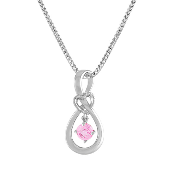 Infinity Pink Sapphire Heart Pendant (22 in)