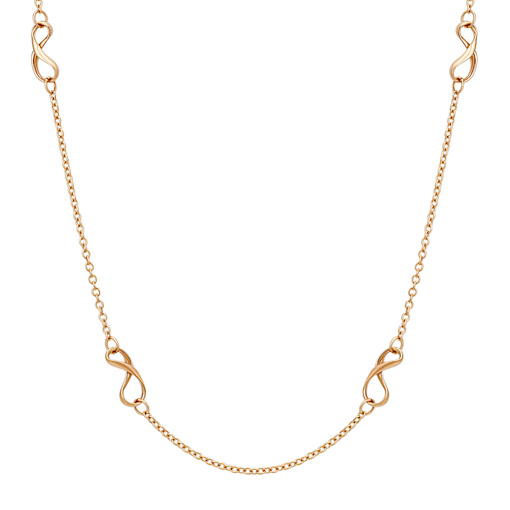 Infinity and Chain Necklace in Yellow Gold (35.5 in)