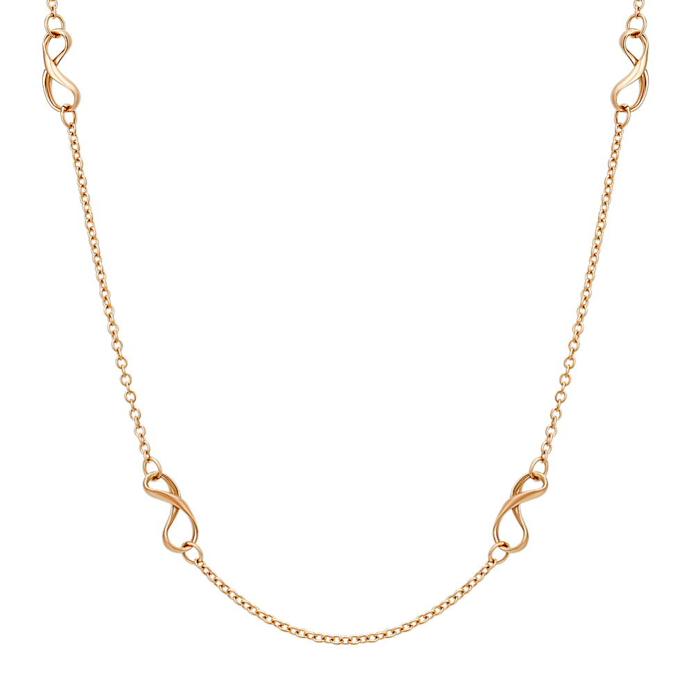 Infinity and Chain Necklace in Yellow Gold (35.5'')