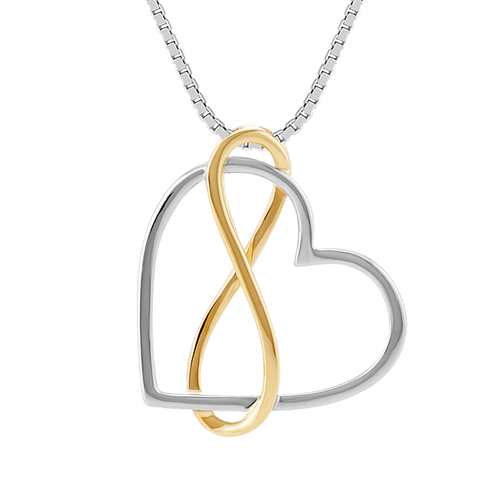 Infinity and Heart Pendant in Sterling Silver and 14k Yellow Gold (20 in.)