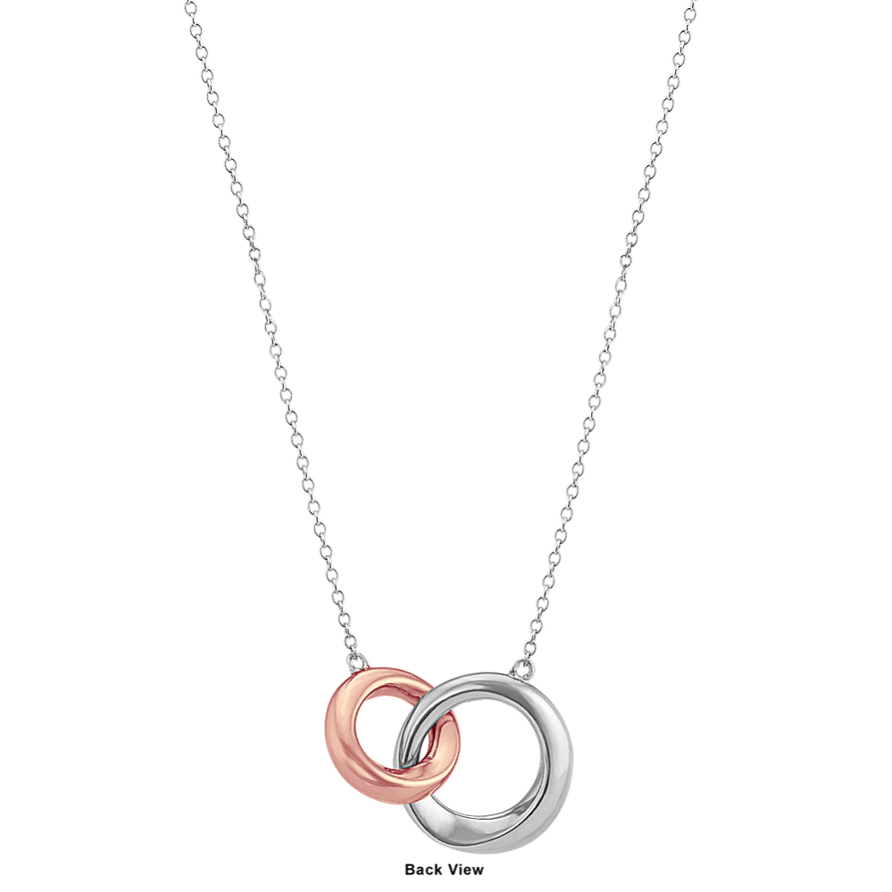 Interlocking Circle Necklace in TwoTone Sterling Silver(18 in) Shane Co.