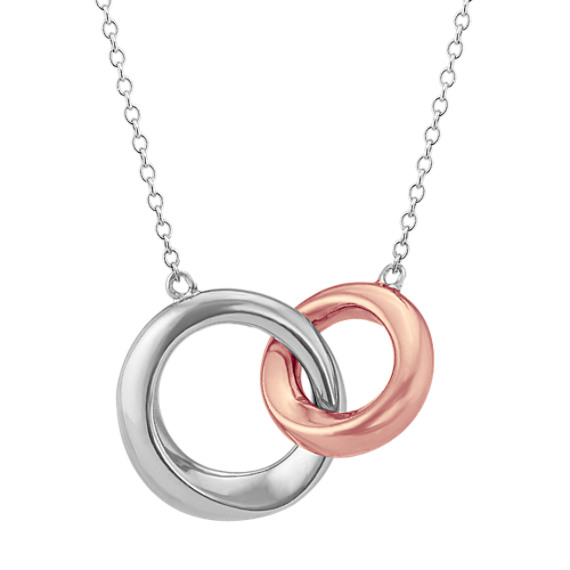 Interlocking Circle Necklace in Two-Tone Sterling Silver(18 in)