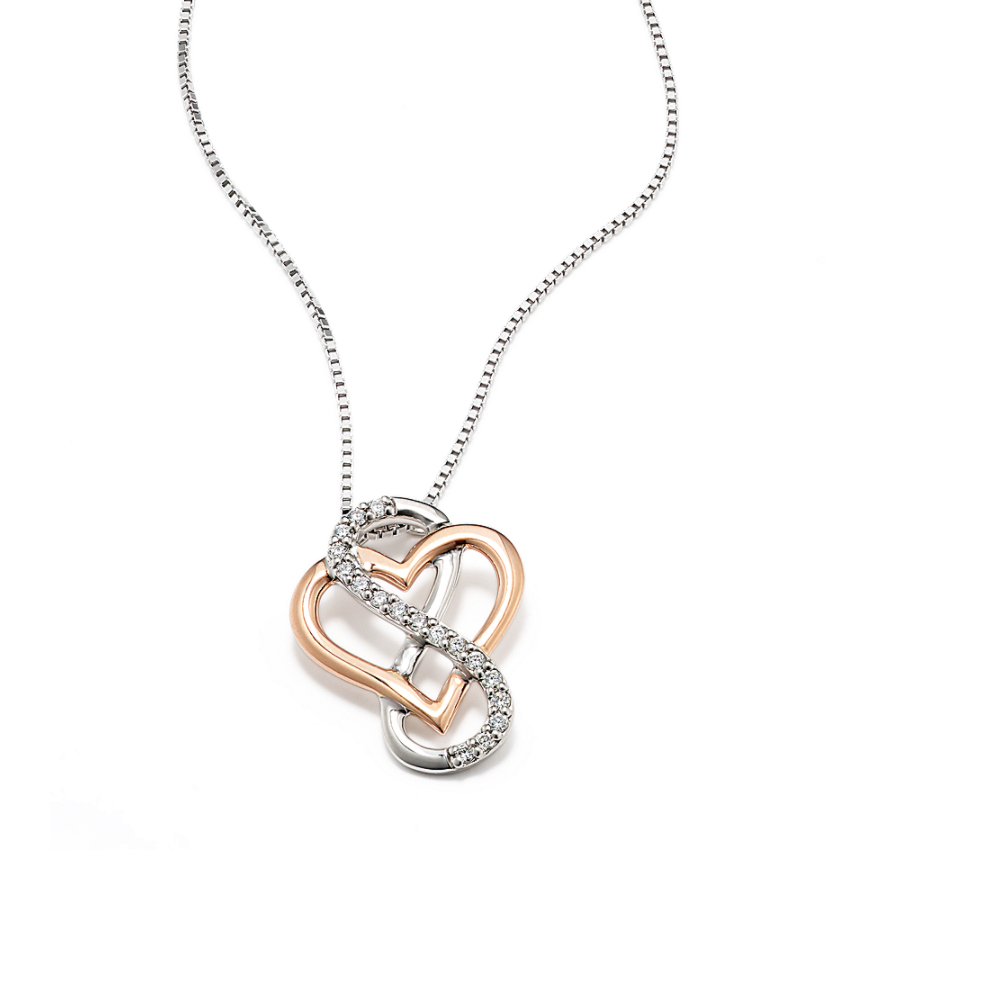 Sadie Infinity and Heart Pendant in Sterling Silver and Rose Gold (20 in)