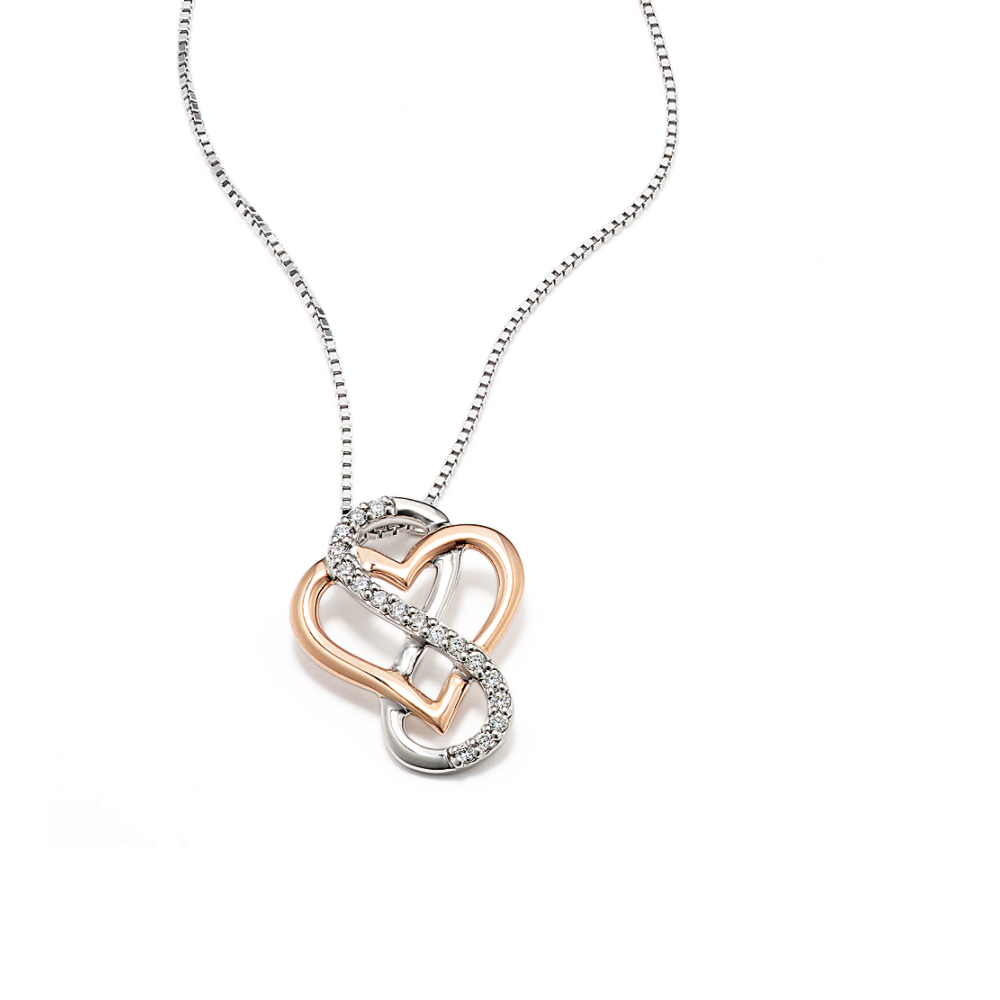 Sadie Infinity And Heart Pendant In Sterling Silver And Rose Gold In Shane Co