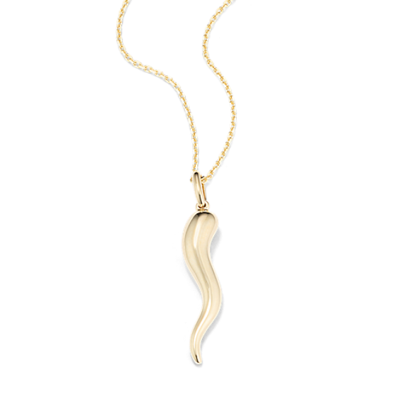 14k Yellow Gold Italian Horn Pendant