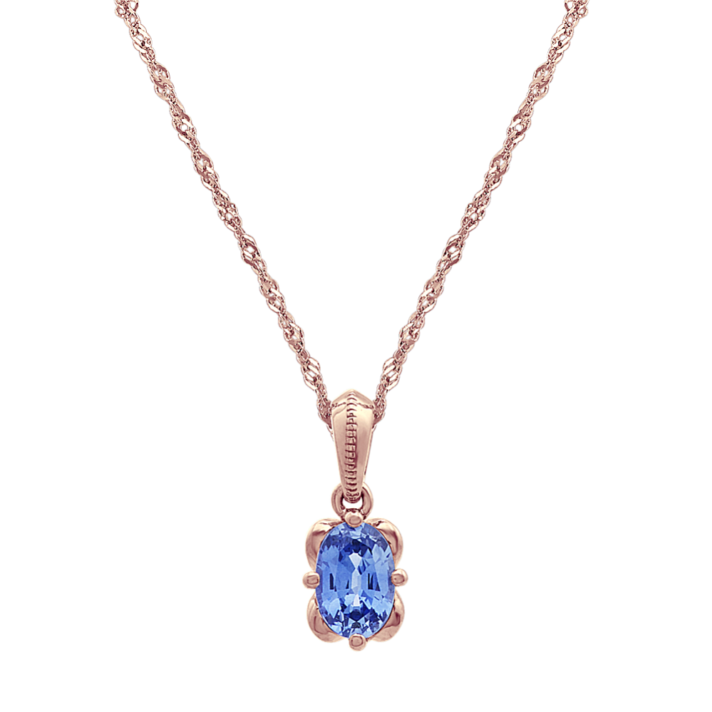 Kentucky Blue Sapphire Pendant in 14k Rose Gold (20 in)