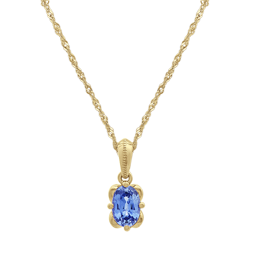 Kentucky Blue Sapphire Pendant in 14k Yellow Gold (20'')