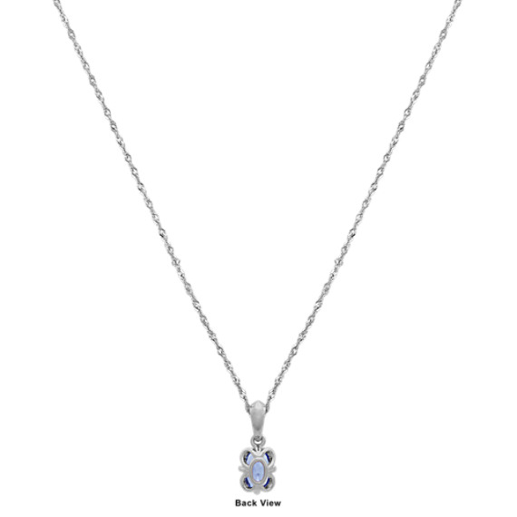 Kentucky Blue Sapphire Pendant in 14k White Gold (20 in) | Shane Co.