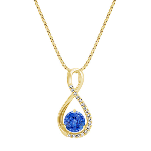 Kentucky Blue Sapphire and Diamond Infinity Pendant (18 in) 