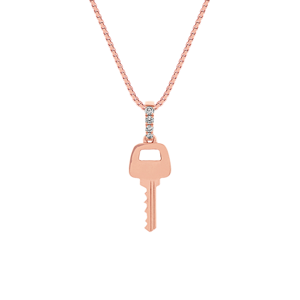 Key Pendant with Natural Diamond Accent (20 in)