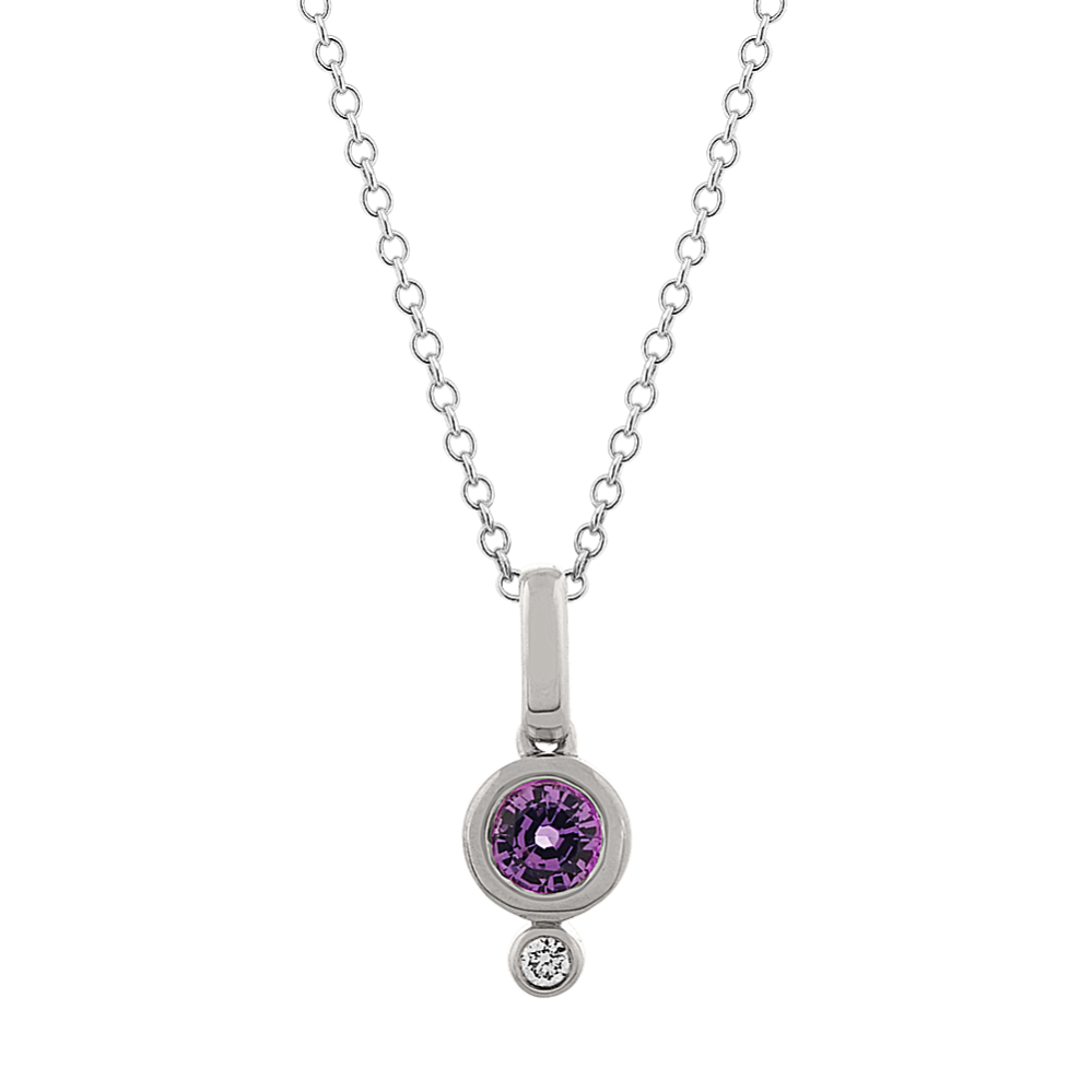 Lavender Sapphire and Diamond Pendant (20 in)