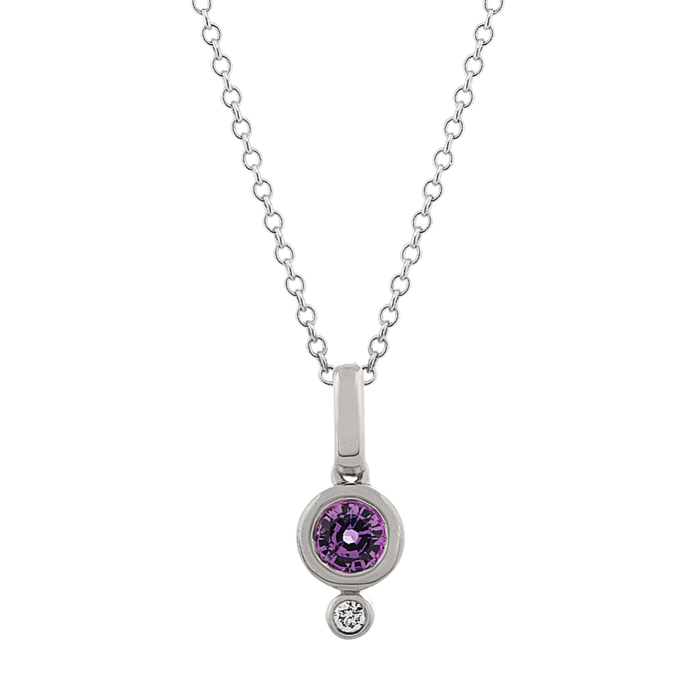 Lavender Sapphire and Diamond Pendant (20'')