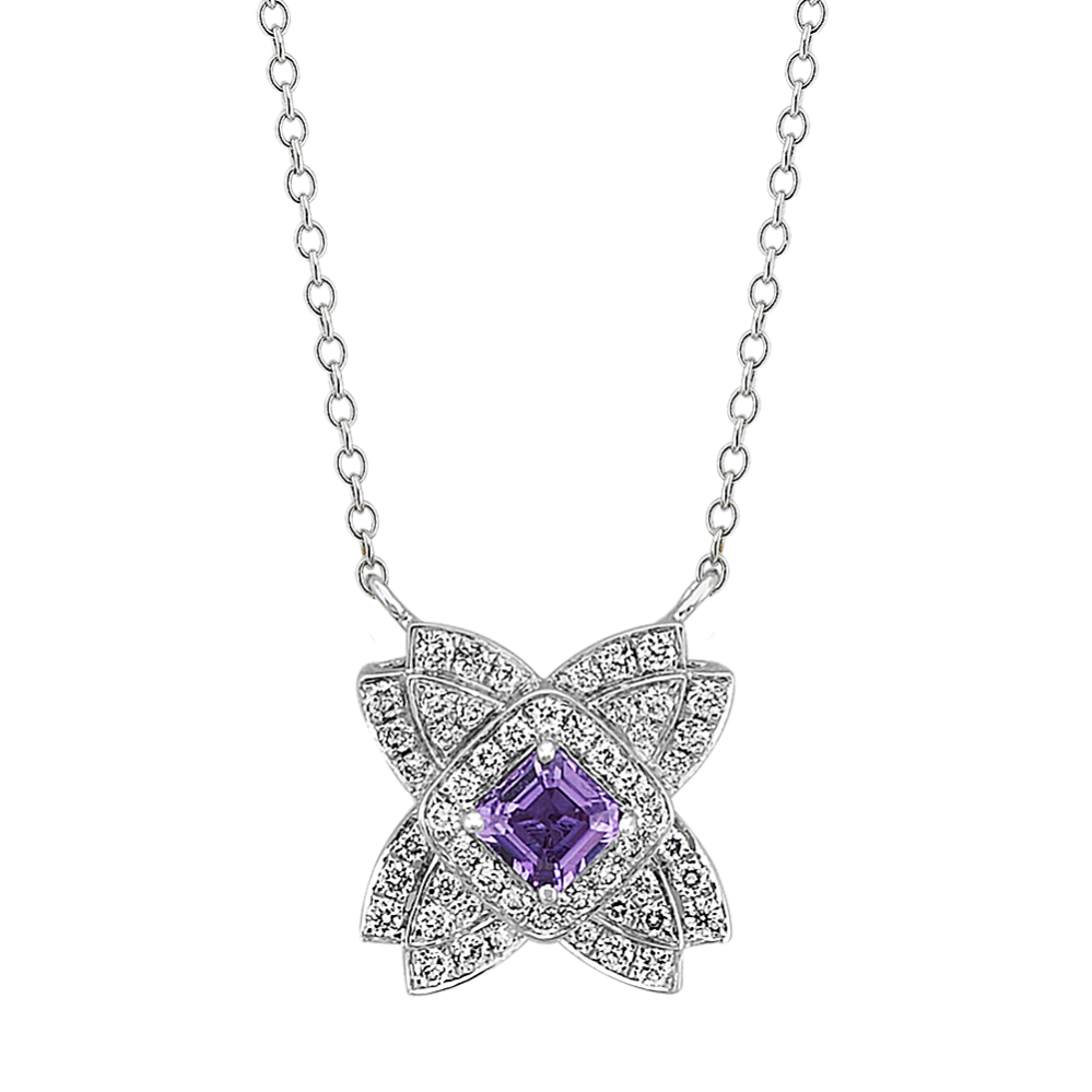 Lavender Sapphire and Diamond Necklace (18 in)