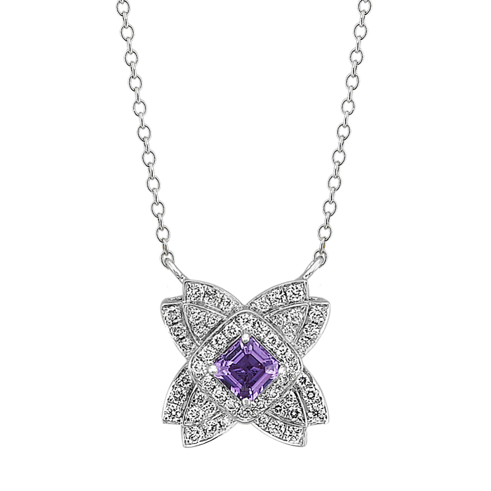 Lavender Sapphire and Diamond Necklace (18'')