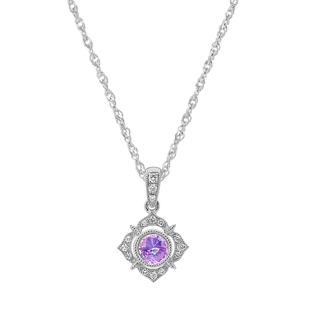 Lavender Sapphire and Diamond Pendant (18 in)