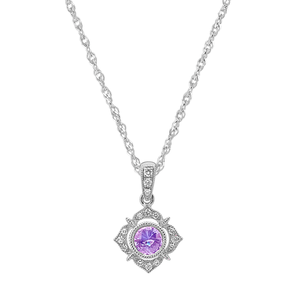Lavender Sapphire and Diamond Pendant (18'')