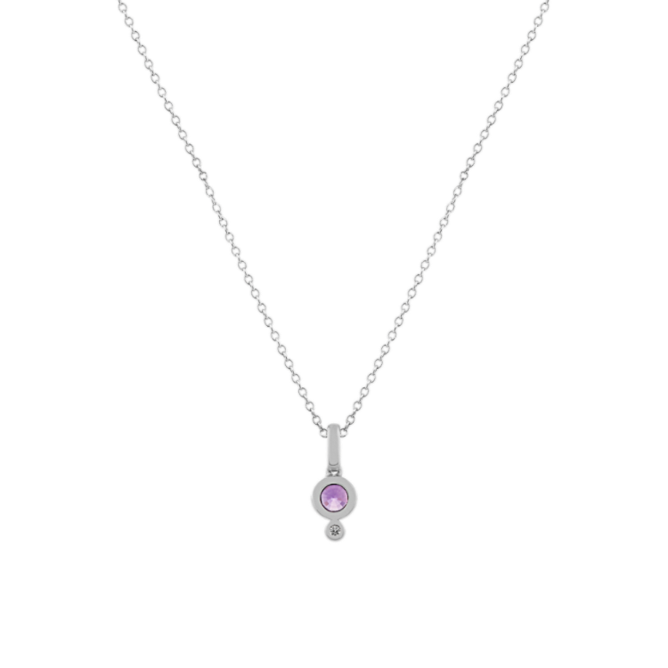 Lavender Natural Sapphire and Natural Diamond Pendant (20 in)