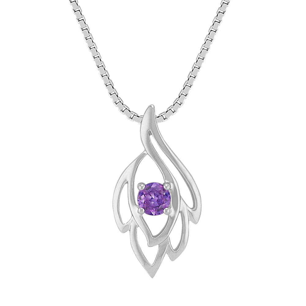 Lavender Sapphire and Sterling Silver Pendant (18 in)