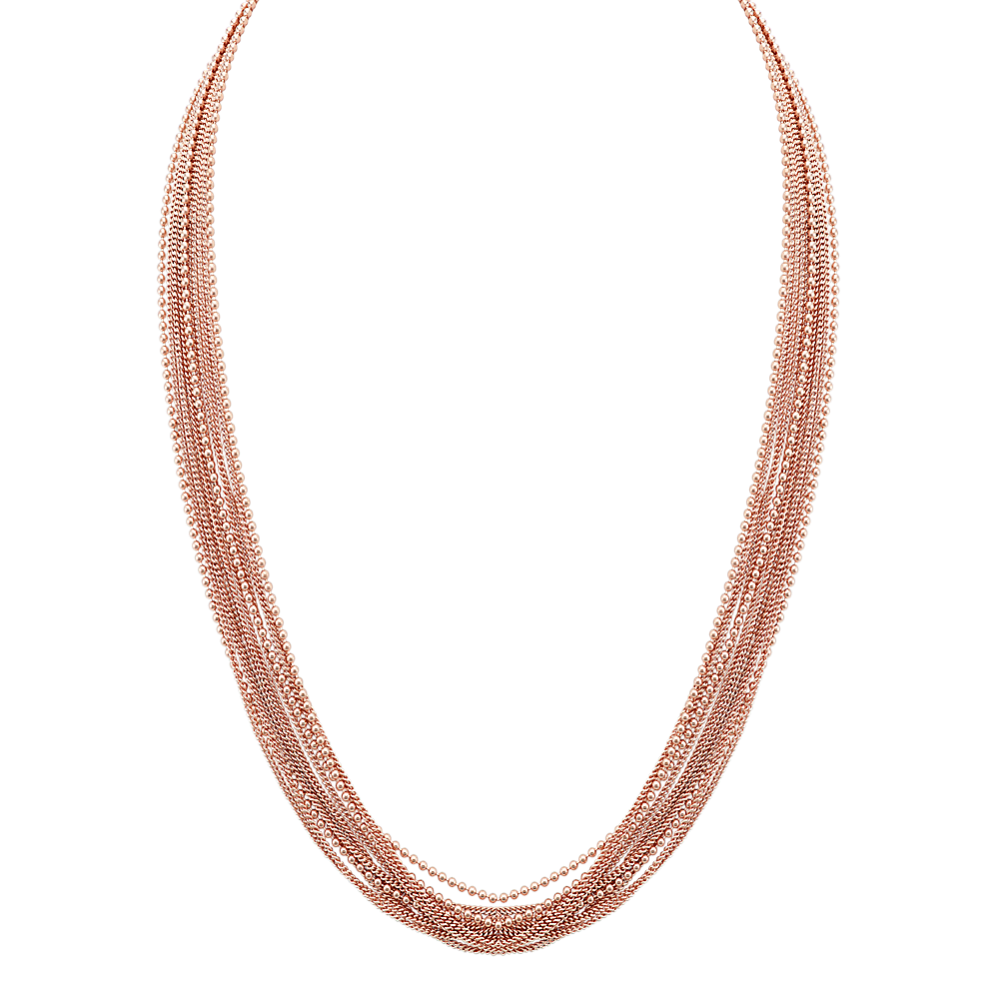 Layered Chain Necklace in Rose Sterling Silver (18 in)