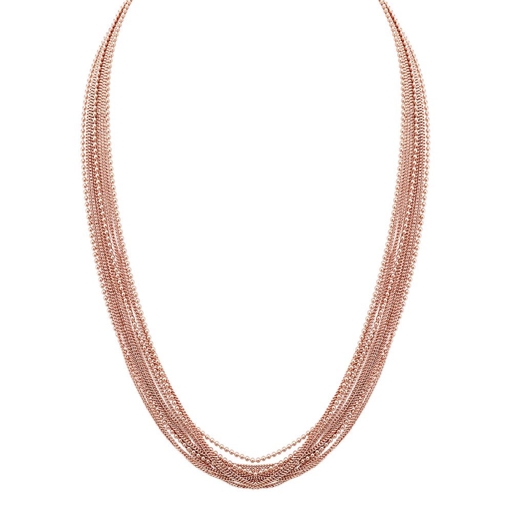 Layered Chain Necklace in Rose Sterling Silver (18'')
