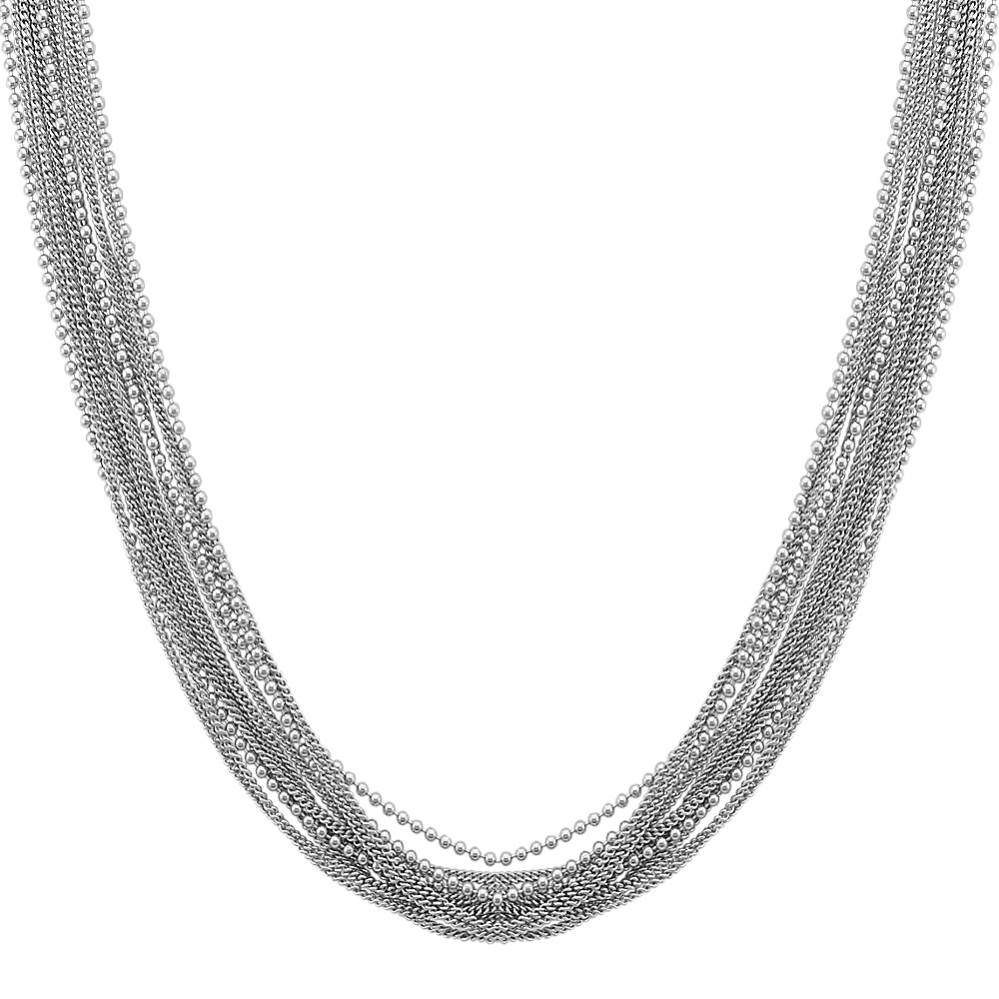 Layered Chain Necklace in Sterling Silver (18 in)
