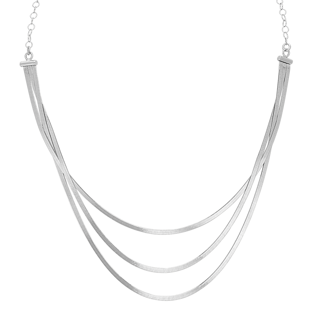Layered Chain Necklace in Sterling Silver (18'')