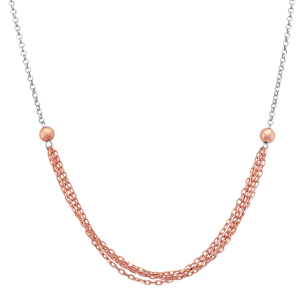Layered Chain Necklace in Two-Tone Sterling Silver (18 in)