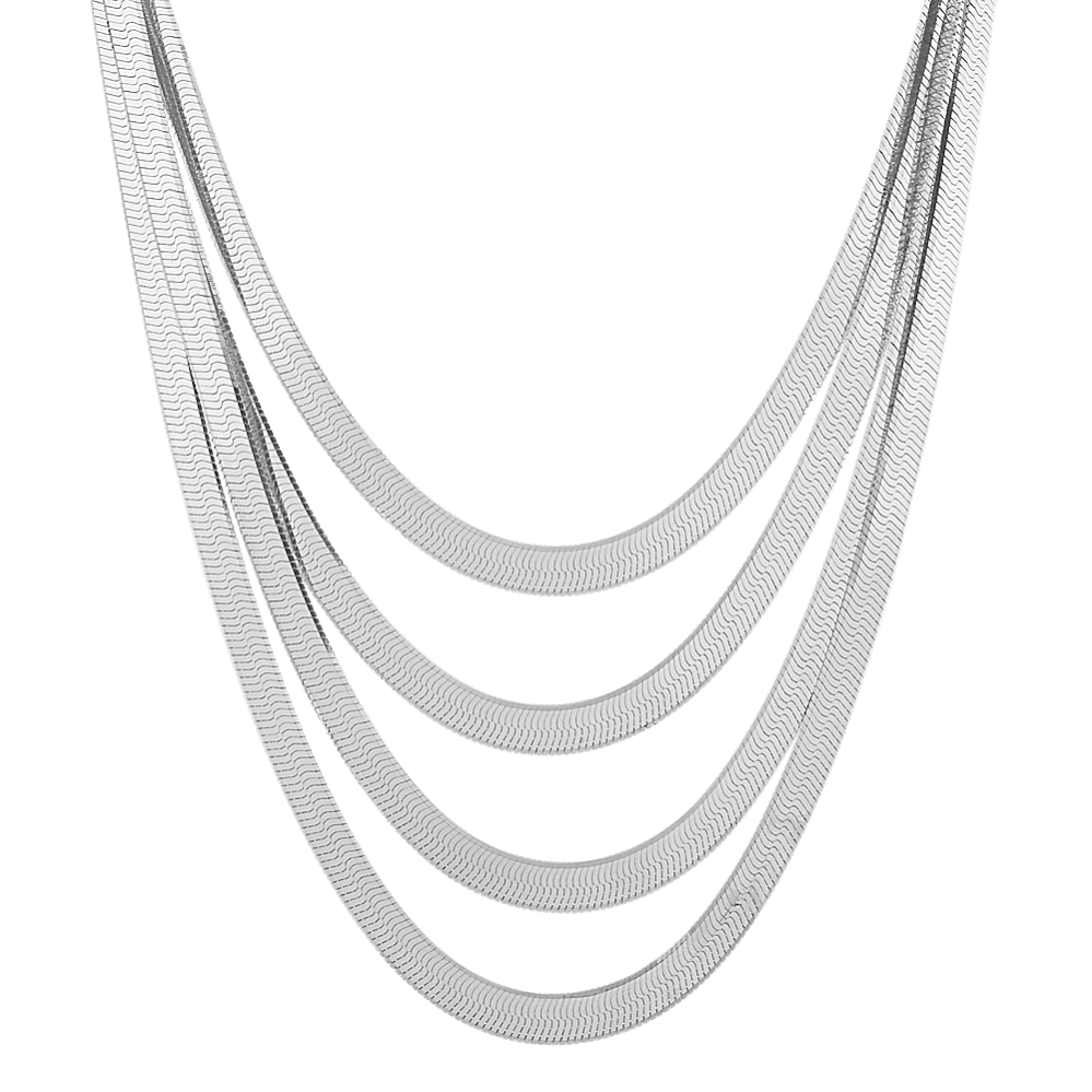 Layered Herringbone Chain in Sterling Silver (16'')