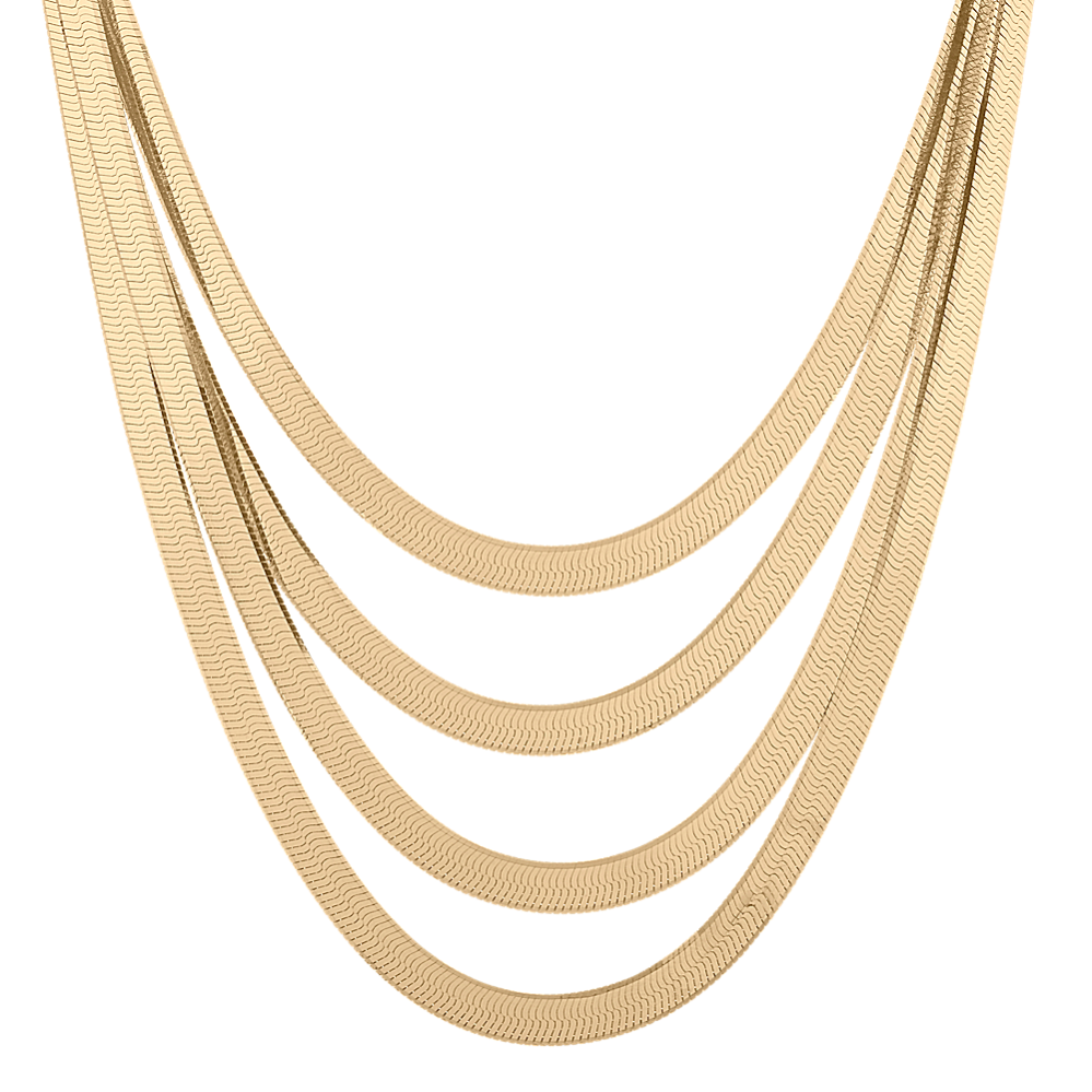 Layered Herringbone Chain in Vermeil 14K Yellow Gold (16 in)