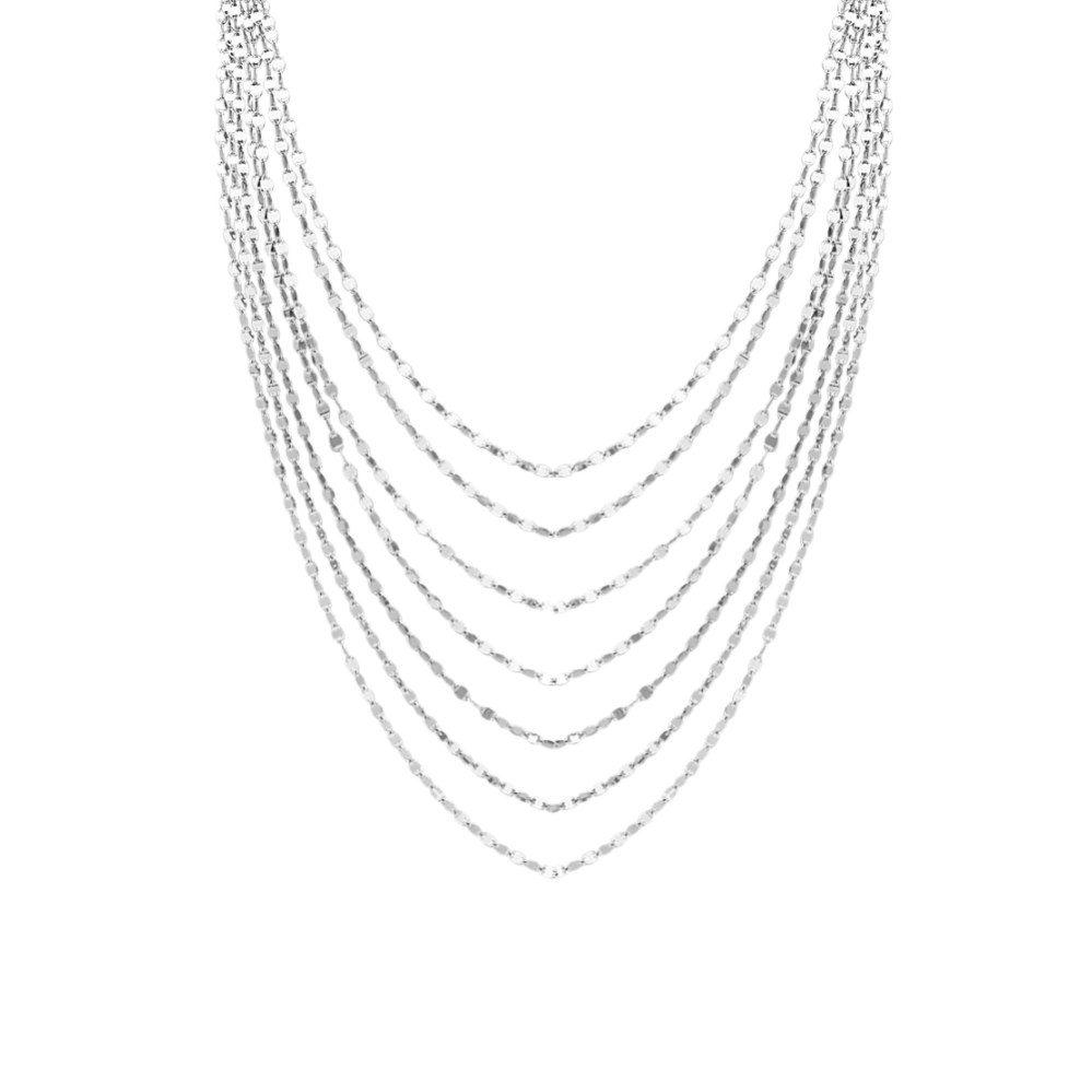 Silver Layered Body Chain with Black Elastic Adjustable Fashion