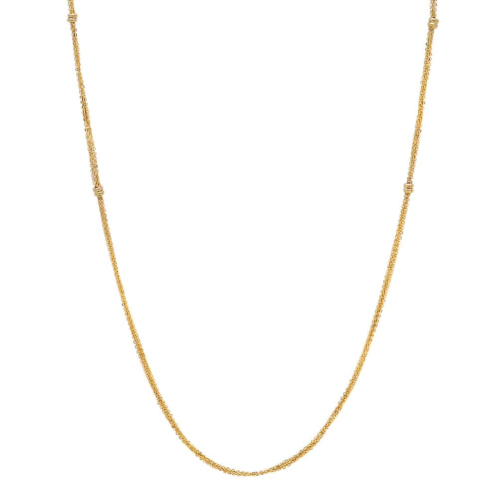Layered Necklace with Stations in 14k Yellow Gold (30 in)