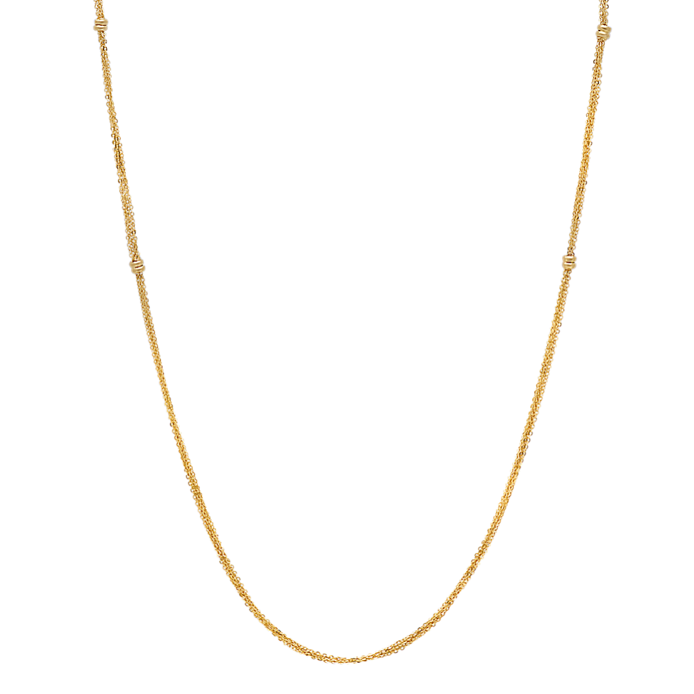 Layered Necklace with Stations in 14k Yellow Gold (30'')