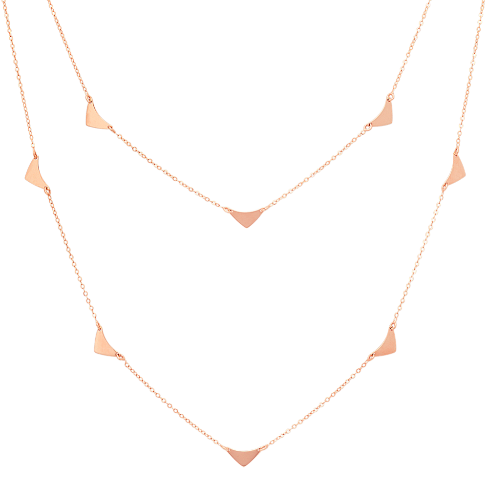 Layered Triangle Necklace in 14k Rose Gold (18 in)