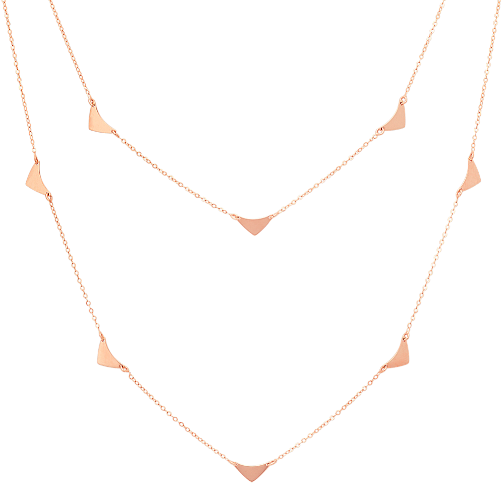 Layered Triangle Necklace in 14k Rose Gold (18'')