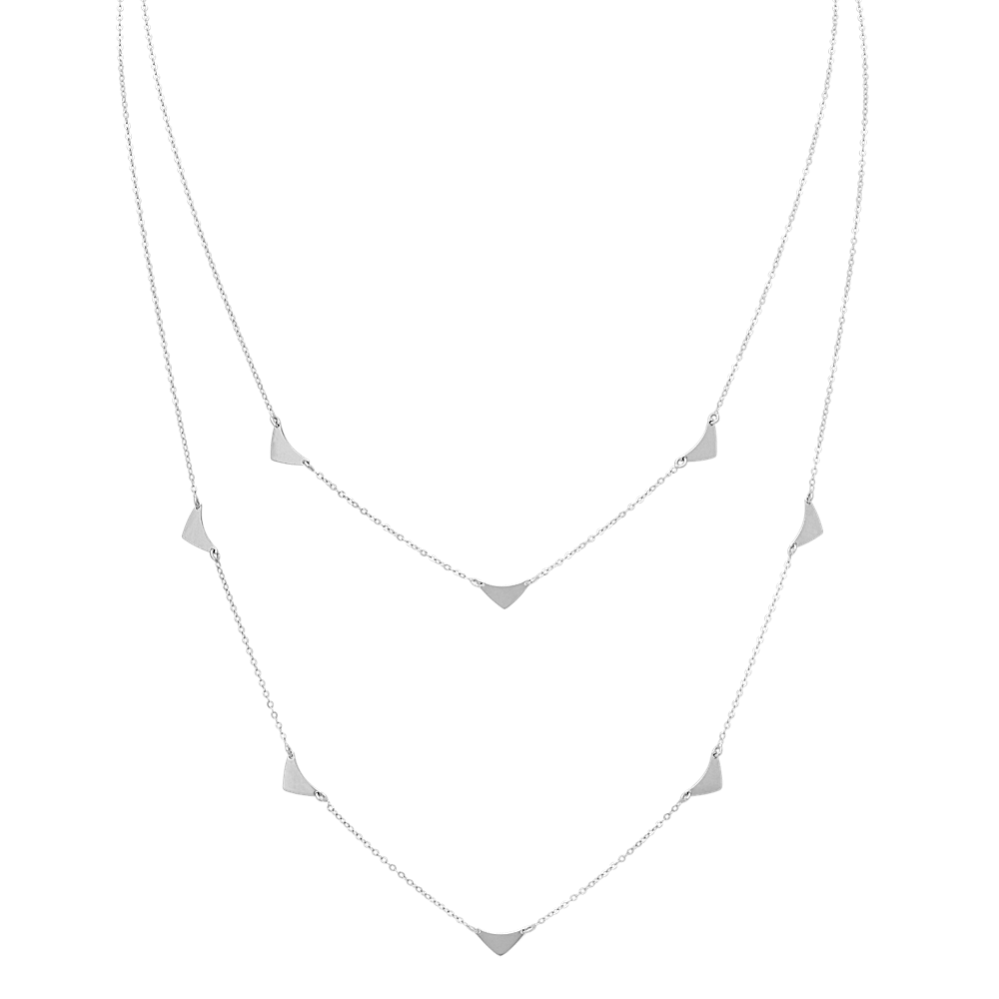 Layered Triangle Necklace in 14k White Gold (18 in)