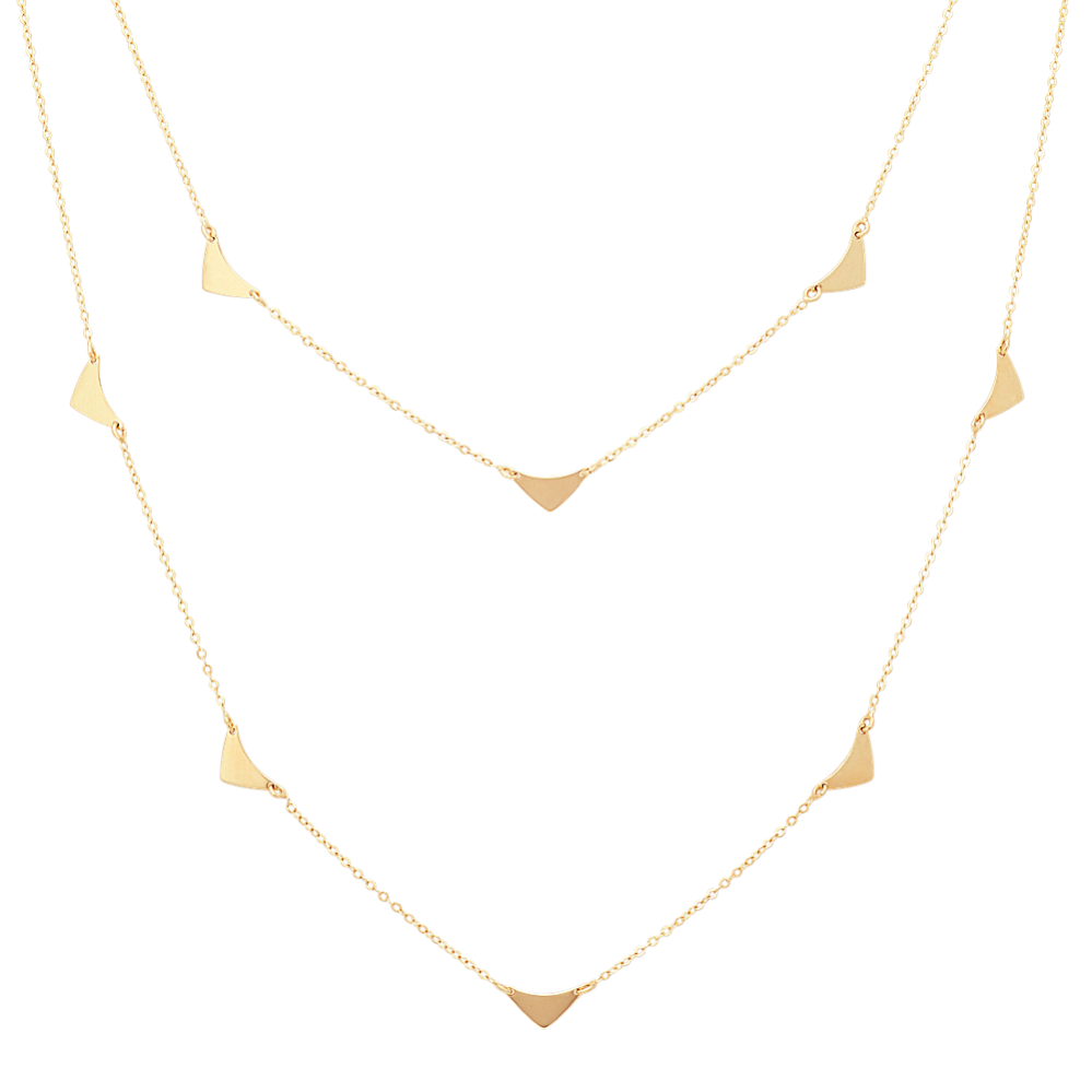 Layered Triangle Necklace in 14k Yellow Gold (18 in)