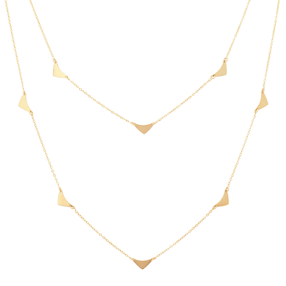 Layered Triangle Necklace in 14k Yellow Gold (18'')