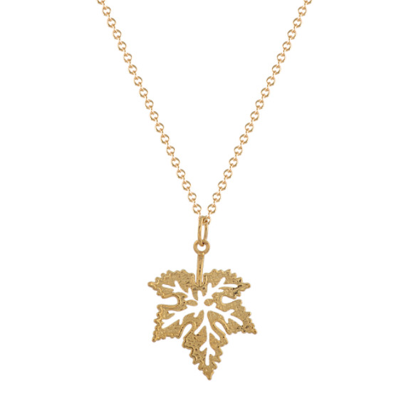 Leaf Pendant in 14K Yellow Gold (18 in)