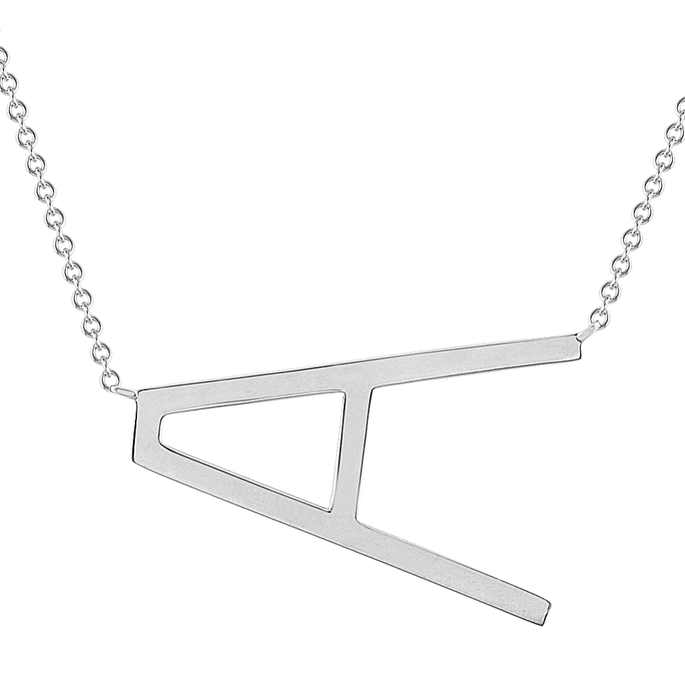 Letter A Necklace in Sterling Silver (20'')