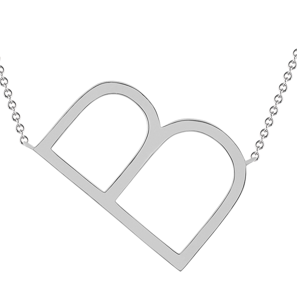 Letter B Necklace in Sterling Silver (20'')
