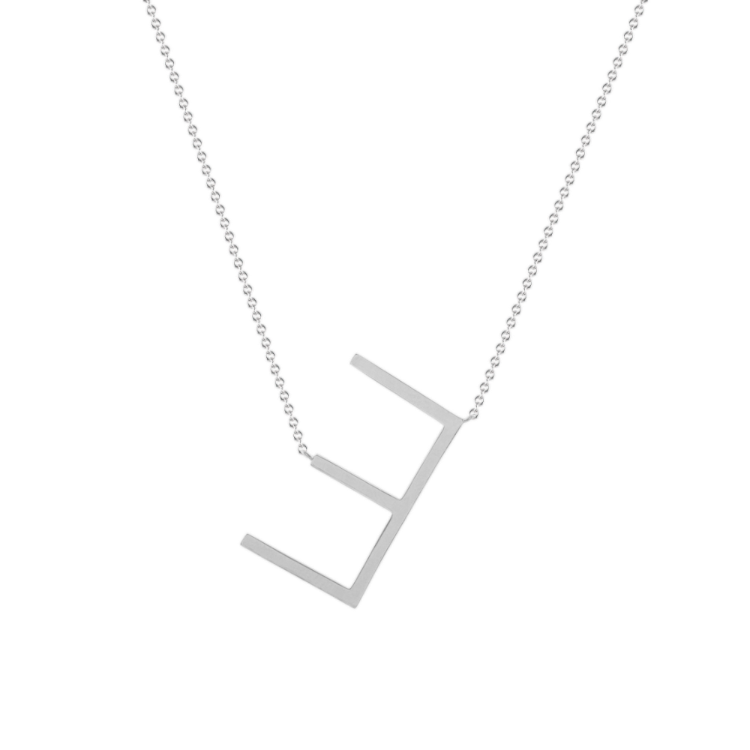 Letter E Necklace in Sterling Silver (20 in)