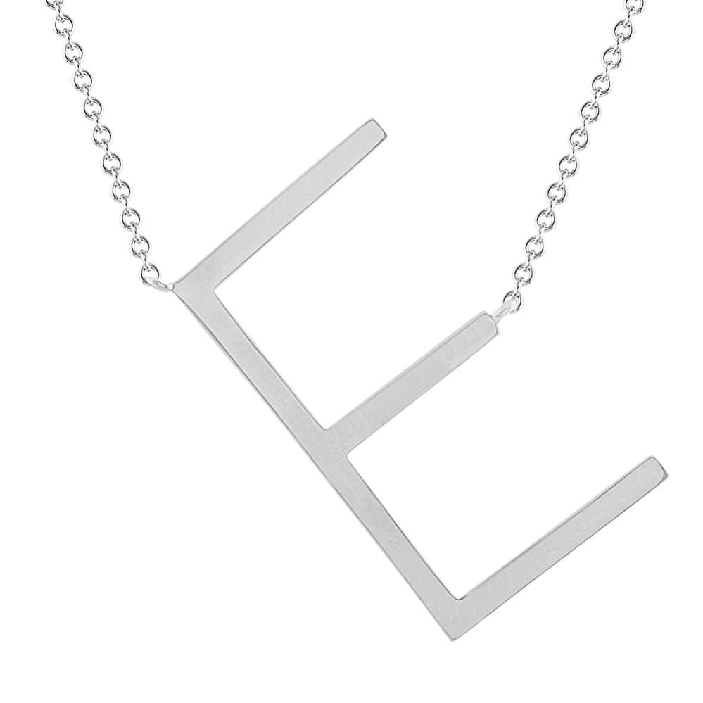 Letter E Necklace in Sterling Silver (20'')