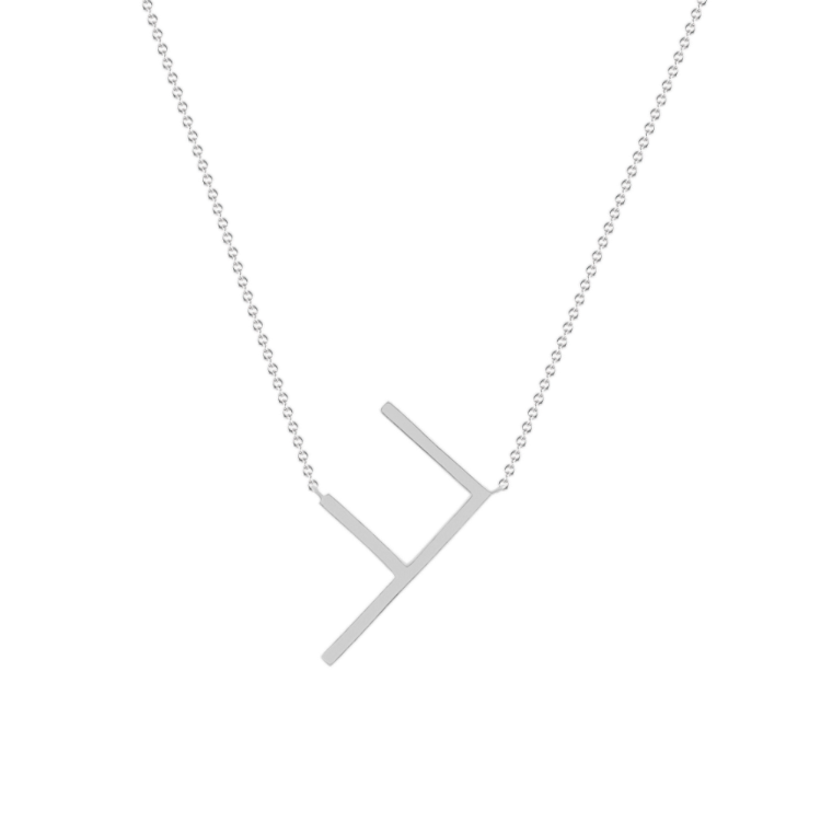 Letter F Necklace in Sterling Silver (20 in)